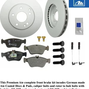 Complete Front Brake German Ate Coated Disc & Pad Kit Mercedes 1996-04 Mercedes